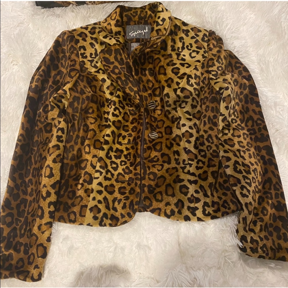 Vintage Spiegel Leopard Print Faux Fur Jacket Size 4